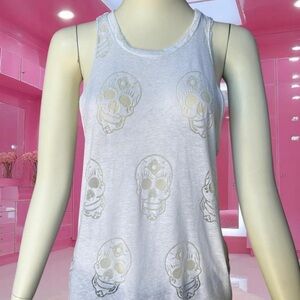 Terez White Skull burnout racerback Tank Top